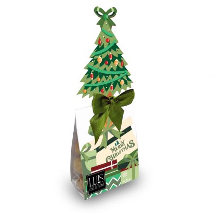 Fenyőfa csomagolásban – Mandula, tejcsokoládés tiramisu bundában  , zöld