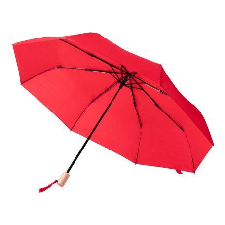 RPET Összecsukható, szélálló 8 paneles esernyő színben megegyező tokkal, piros