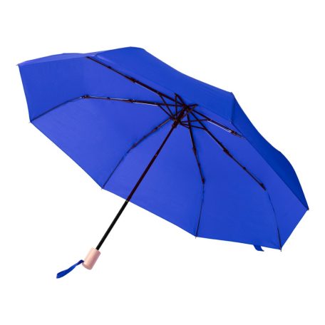 RPET Összecsukható, szélálló 8 paneles esernyő színben megegyező tokkal, kék