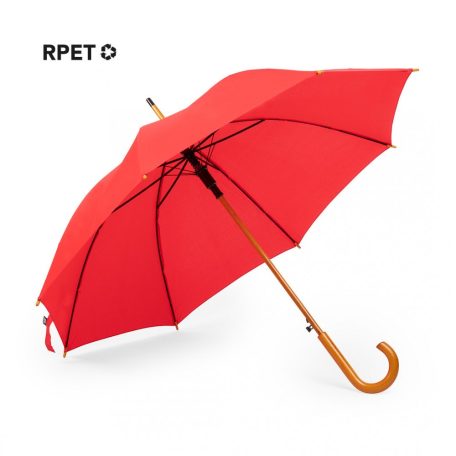 Automata 8 paneles esernyő, fém vázzal, fa nyéllel és fogantyúval, piros