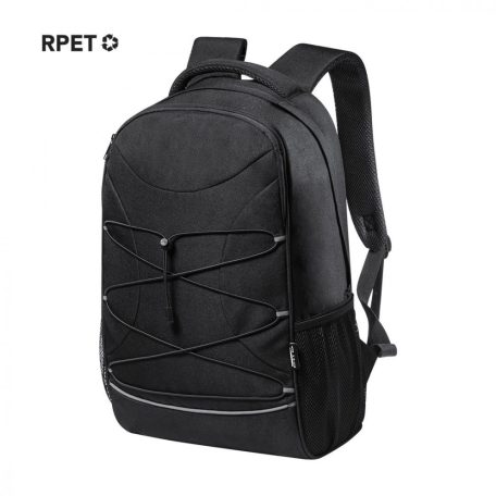 RPET hátizsák Párnázott laptop (15") és tablet (12") tartókkal, fekete