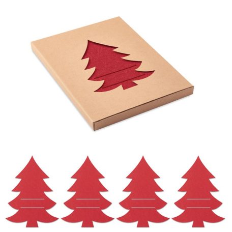 Karácsonyfa alakú evőeszköztartó 4db-os , piros