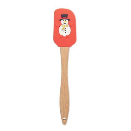 Karácsonyi motívumos szilikon konyhai spatula, hóember,  piros