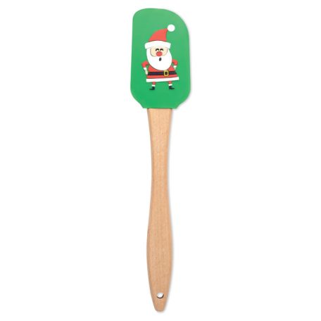 Karácsonyi motívumos szilikon konyhai spatula, Mikulás,  zöld