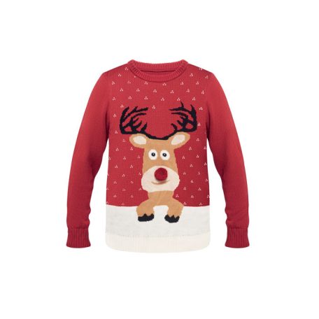 Karácsonyi mintás pulóver, L/XL, piros