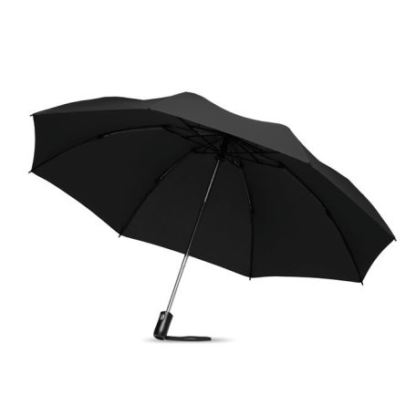 Automata kifordítható esernyő 190T nyersselyem anyagból, fekete